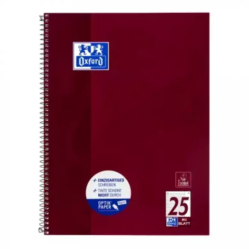 Rakstu klade Oxford 100050355 A4 80 lapas bordo