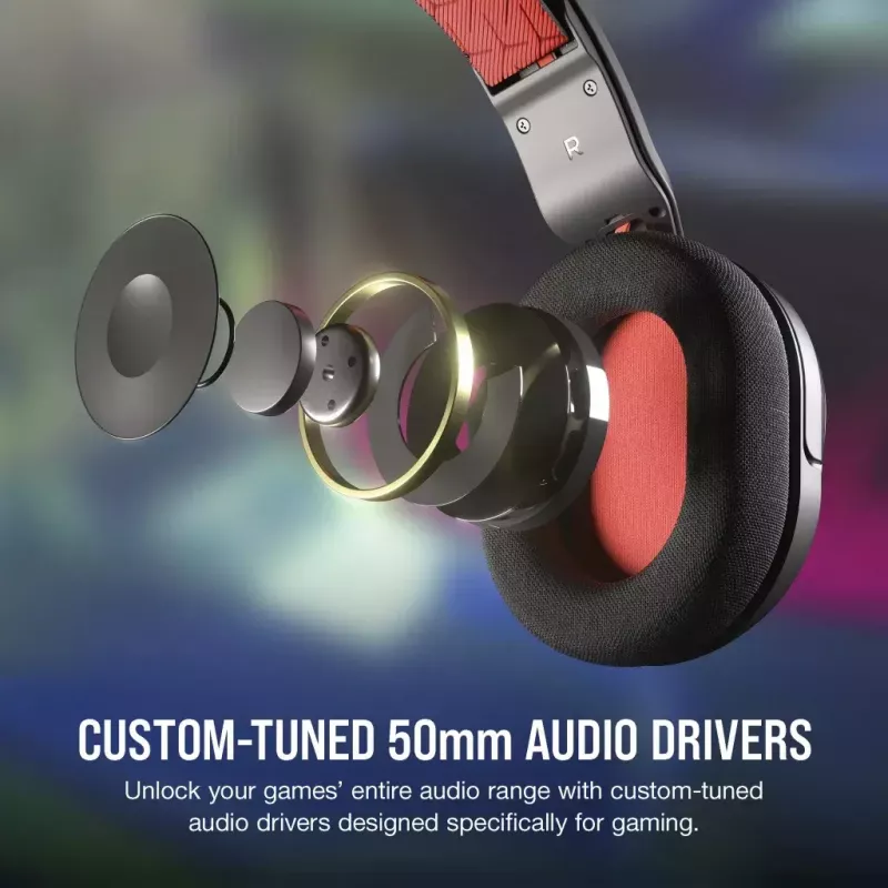 Corsair HS35 v2 vadu spēļu austiņas, sarkanā krāsā