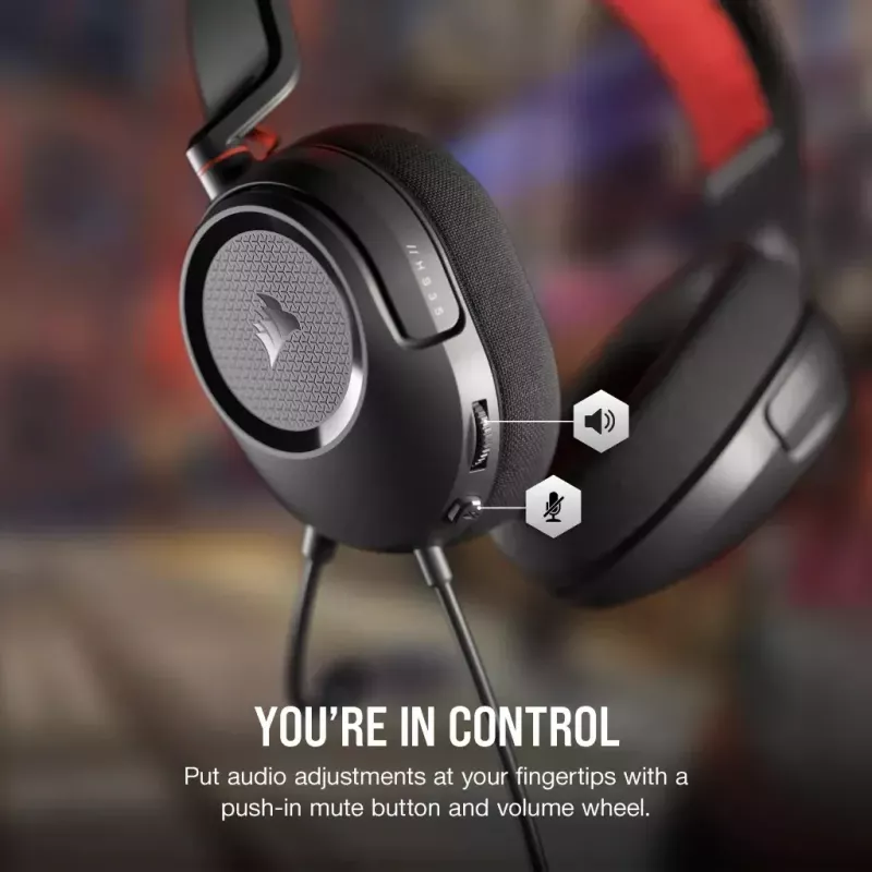 Corsair HS35 v2 vadu spēļu austiņas, sarkanā krāsā