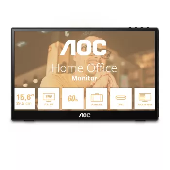 AOC 16T3EA pārnēsājams monitors/TV Melns 39.6 cm (15.6 collu) 1920 x 1080 pikseļi