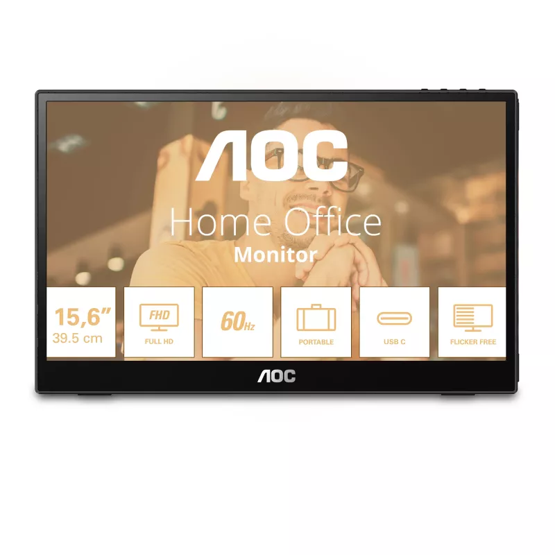 AOC 16T3EA pārnēsājams monitors/TV Melns 39.6 cm (15.6 collu) 1920 x 1080 pikseļi