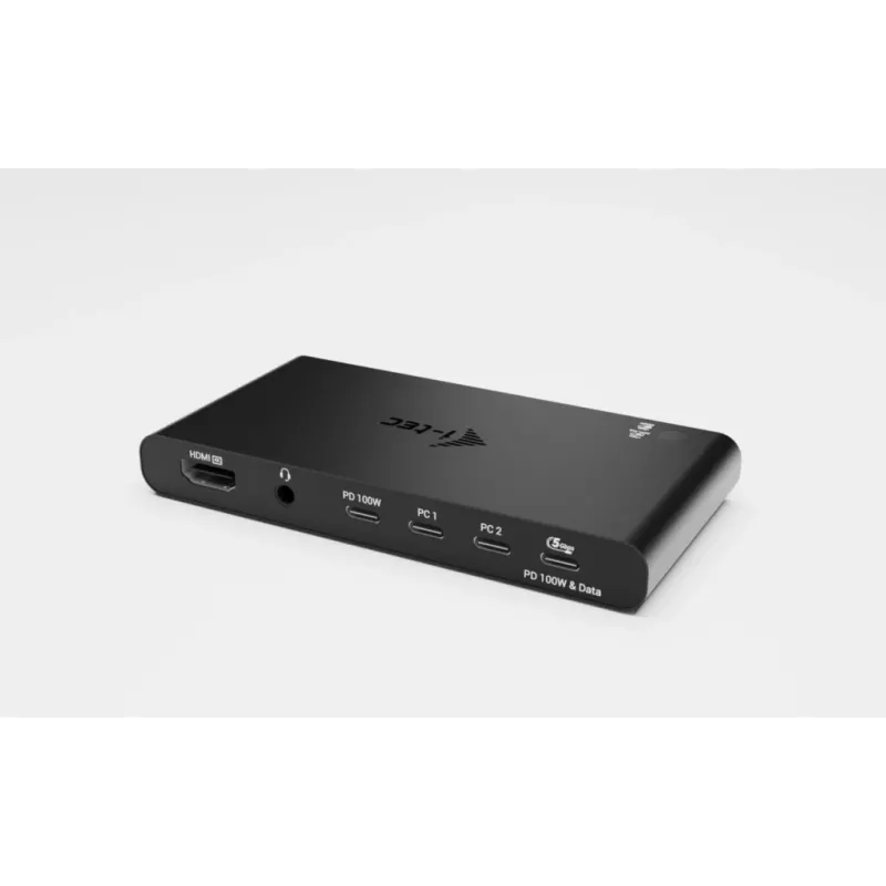 KVM Docking Station i-tec 2 resursdatoriem HDMI, USB-C resursdatora interfeiss, PD 2×100W, 4K@60Hz, 2×USB-A
