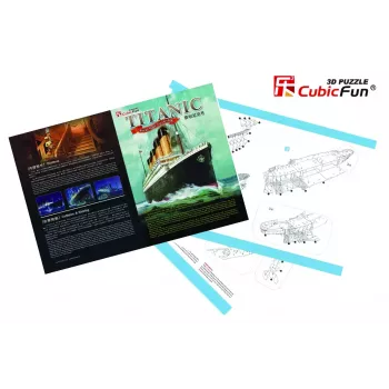 3D Puzle Cubicfun Titanic Big T4011H — 1024 gabali, mēroga modeļa kuģis