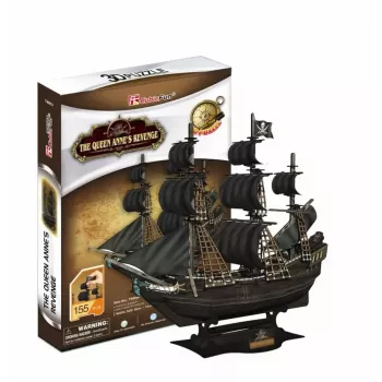 3D Puzle CubicFun Pirātu kuģis 'Queen Anne's Revenge' Modelis T4005H, Kartona Salikšana