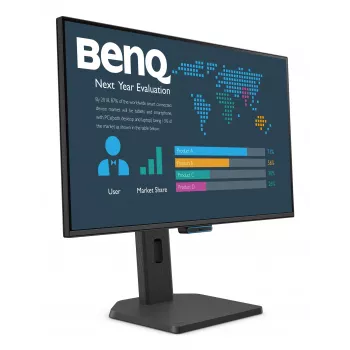 27 collu BenQ FHD biznesa monitors — 1920×1080, 5 ms, IPS līdzīgs 178° skata leņķis, matēts, iebūvēti skaļruņi, VESA, augstuma regulējams