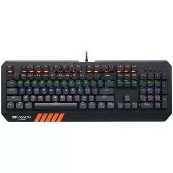 Mehāniskā spēļu tastatūra CANYON Hazard GK-6 RGB vadu melna US/RU izkārtojums