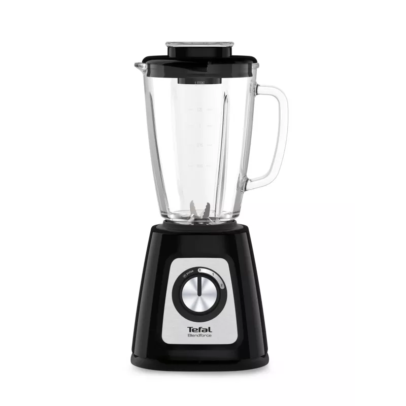 Galda blenderis Tefal BL4358 — 800 W, 1,25 L stikla trauks, ledus drupināšana, melns/brushed steel