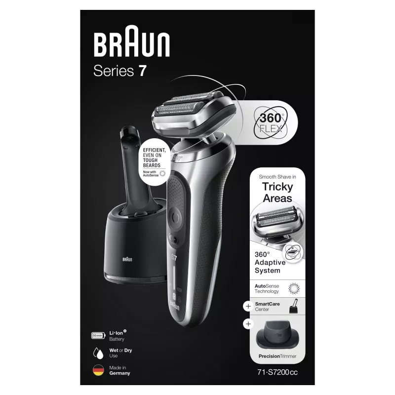Folijveida skuveklis Braun Series 7 71-S7200c Melns Sudrabs Litija-Jons 50 min