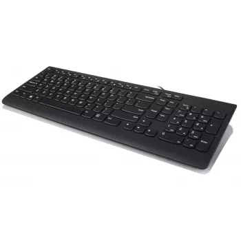 Vadu tastatūras un peles komplekts Lenovo 300 — pilnizmēra QWERTY ASV angļu, USB, melns, 1,8 m kabelis, pele 1600 DPI