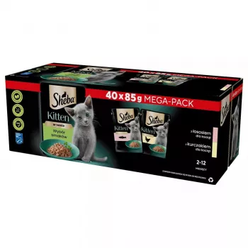 Sheba Kitten garšu izlase mērcē slapjā barība kaķēniem 40×85 g