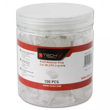 Techly IWP-JAR-C5RTY RJ45 savienotājs caurspīdīgs 100 gab. burciņā