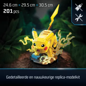 4D Build Pokémon Pikachu 3D modeļa komplekts, Pokémon figūra, Kanto pirmo partneru kolekcija, galda dekorācija, 201 detaļa, no 12 gadiem