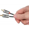 Audio kabelis Goobay 65285 3.5 mm vīrišķais uz 2×RCA vīrišķais, 1 m, varš, apzeltīti kontakti, magnētiskais ekranējums (melns/sudrabs)