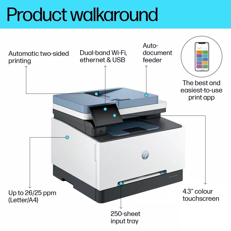 Daudzfunkciju printeris HP Color LaserJet Pro MFP 3302sdw lāzera krāsu drukāšana