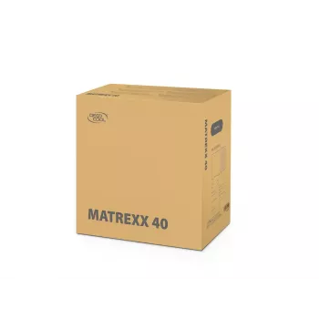 PC korpuss DeepCool MATREXX 40 3FS Micro Tower — Micro ATX/Mini-ITX, rūdīts stikls, 3x140/2x120 ventilatori, GPU līdz 320 mm, 2x3.5 inch + 2x2.5 inch, melns