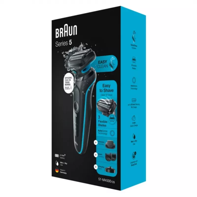 Braun Series 5 51-M4500cs folijnieksēja, melna, zila