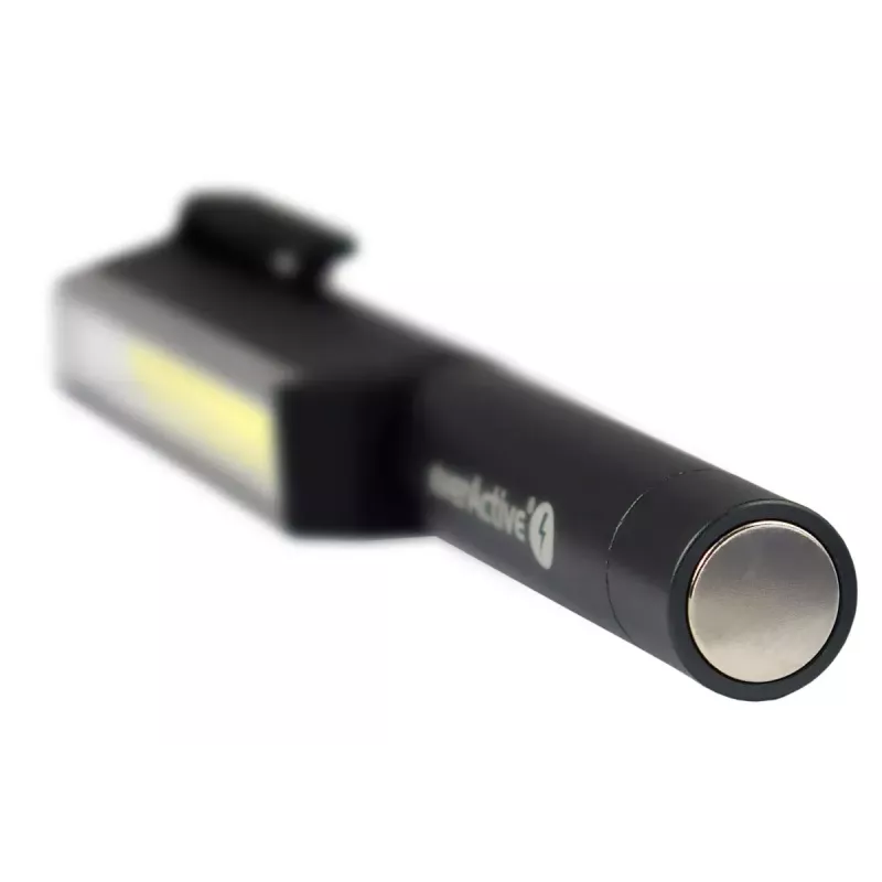 everActive WL-200 COB LED apskates darbnīcas lukturītis, 3 W, 200 lm, IP44, alumīnijs, magnēti un klipsis, 3×AAA