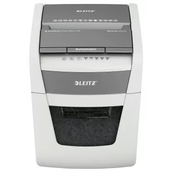 Papīra smalcinātājs LEITZ IQ Autofeed Small Office50 P4 — mikrošķērsgriezums 4x28 mm, 50 lapu automātiskā padeve, 22 cm ievade, 20 L grozs