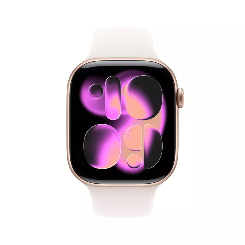 Apple Watch Series 11 GPS 46mm Rožu zelta alumīnija korpuss ar Light Blush Sport siksniņu S/M