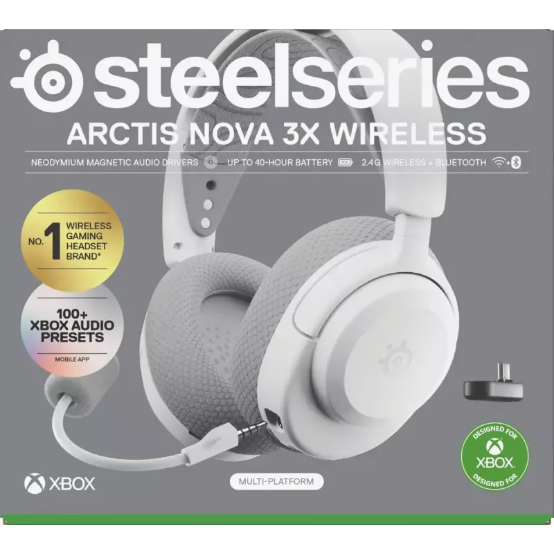 SteelSeries Arctis Nova 3X bezvadu austiņu komplekts, Xbox, balts