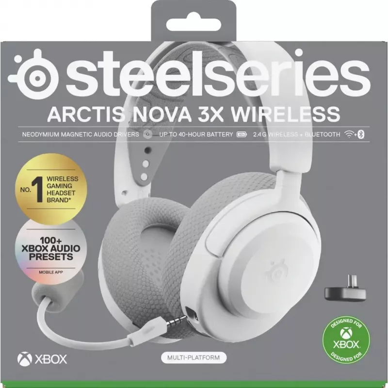 SteelSeries Arctis Nova 3X bezvadu austiņu komplekts, Xbox, balts