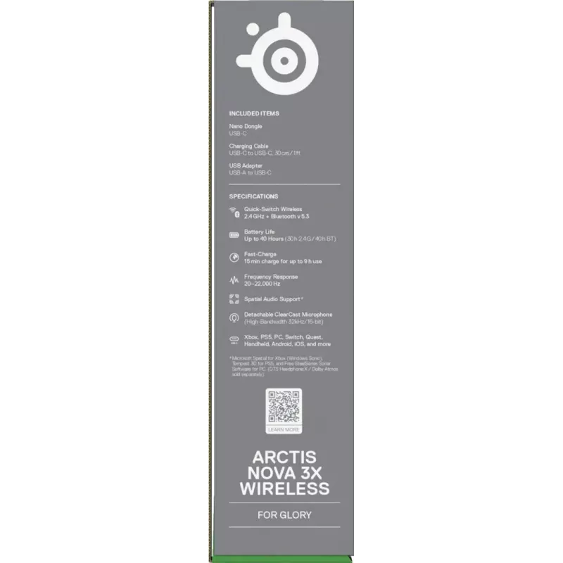 SteelSeries Arctis Nova 3X bezvadu austiņu komplekts, Xbox, balts