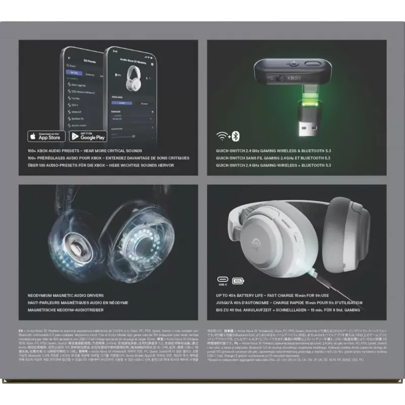 SteelSeries Arctis Nova 3X bezvadu austiņu komplekts, Xbox, balts