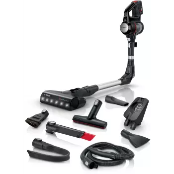 Bezvadu stick putekļsūcējs Bosch BCS711PET — 18V, 40 min darbība, 0,3 L bezmaiss, cietām grīdām un paklājiem, sarkans/melns