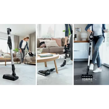 Bezvadu stick putekļsūcējs Bosch BCS711PET — 18V, 40 min darbība, 0,3 L bezmaiss, cietām grīdām un paklājiem, sarkans/melns