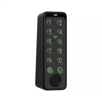 Viedās durvju slēdzenes tastatūra SwitchBot Keypad Touch — koda un pirksta nospieduma piekļuve, melna, CR123A baterijas, bezvadu, 38×36×112 mm