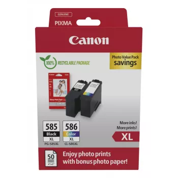 Canon PG-585XL/CL-586 PVP tintes kasetne 2 gab. Originala Augstas (XL) ietilpibas Melna, Ciāna, Fuksīna, Dzeltena