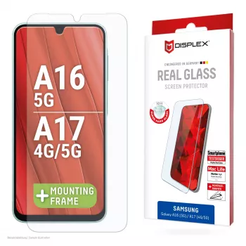 Displex ekrāna aizsargstikls (10H) Samsung Galaxy A17 (4G/5G)/A16, Eco montāžas rāmis, izturīgs pret skrāpējumiem