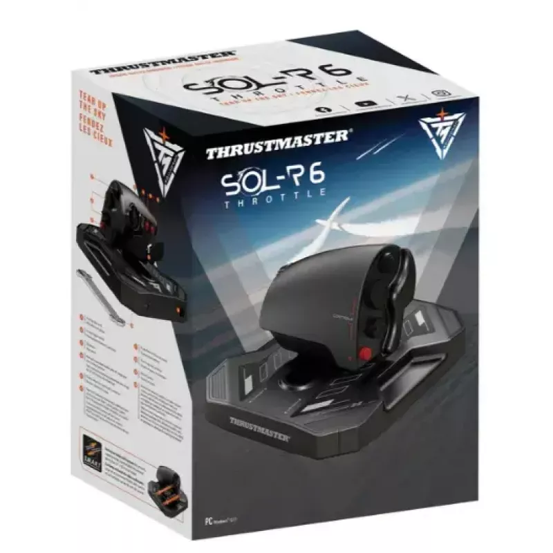 Droseles bloks Thrustmaster Sol-R 6 Melns USB Type-C vadu analogais/digitālais PC, izmērs 170×205×125 mm