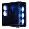 ZALMAN P60 BLACK PC Midi Tower korpuss — ATX/Mini-ITX, rūdīts stikls, 3x120mm sānu + 2x120mm aizmugures ventilatori, 290×475×478 mm
