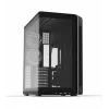 ZALMAN P60 BLACK PC Midi Tower korpuss — ATX/Mini-ITX, rūdīts stikls, 3x120mm sānu + 2x120mm aizmugures ventilatori, 290×475×478 mm