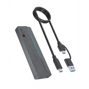 ICY BOX M.2 SATA/NVMe SSD ārējais korpuss ar USB 3.2 Gen 2 Type-C un RGB apgaismojumu