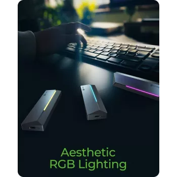 ICY BOX M.2 SATA/NVMe SSD ārējais korpuss ar USB 3.2 Gen 2 Type-C un RGB apgaismojumu