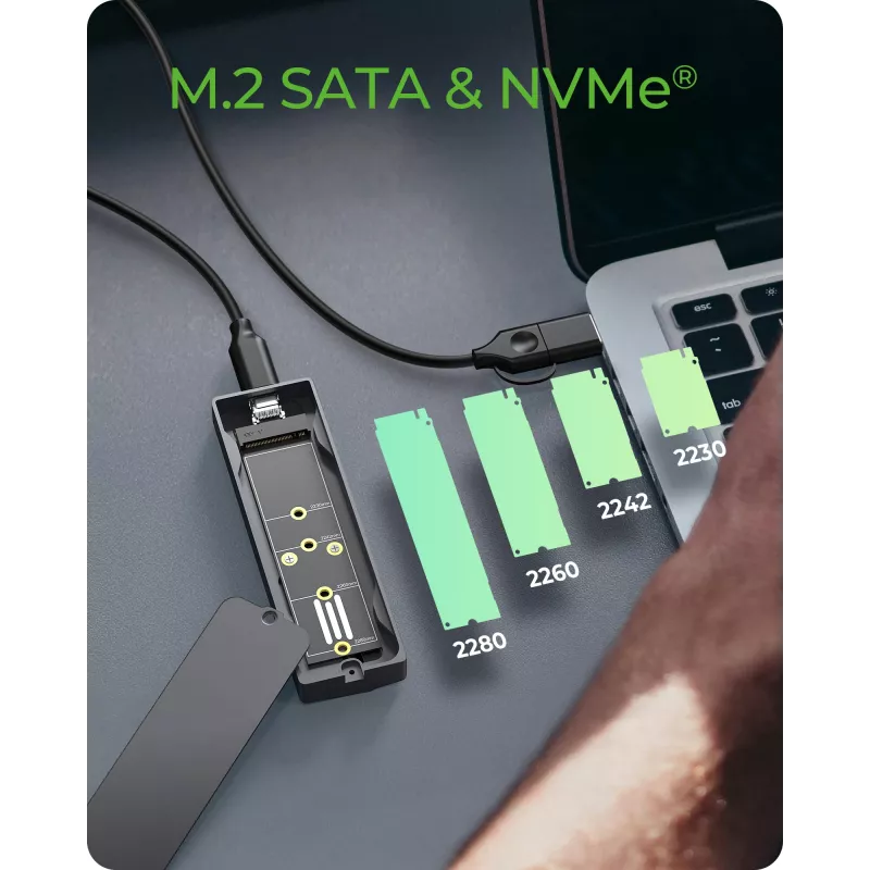 ICY BOX M.2 SATA/NVMe SSD ārējais korpuss ar USB 3.2 Gen 2 Type-C un RGB apgaismojumu