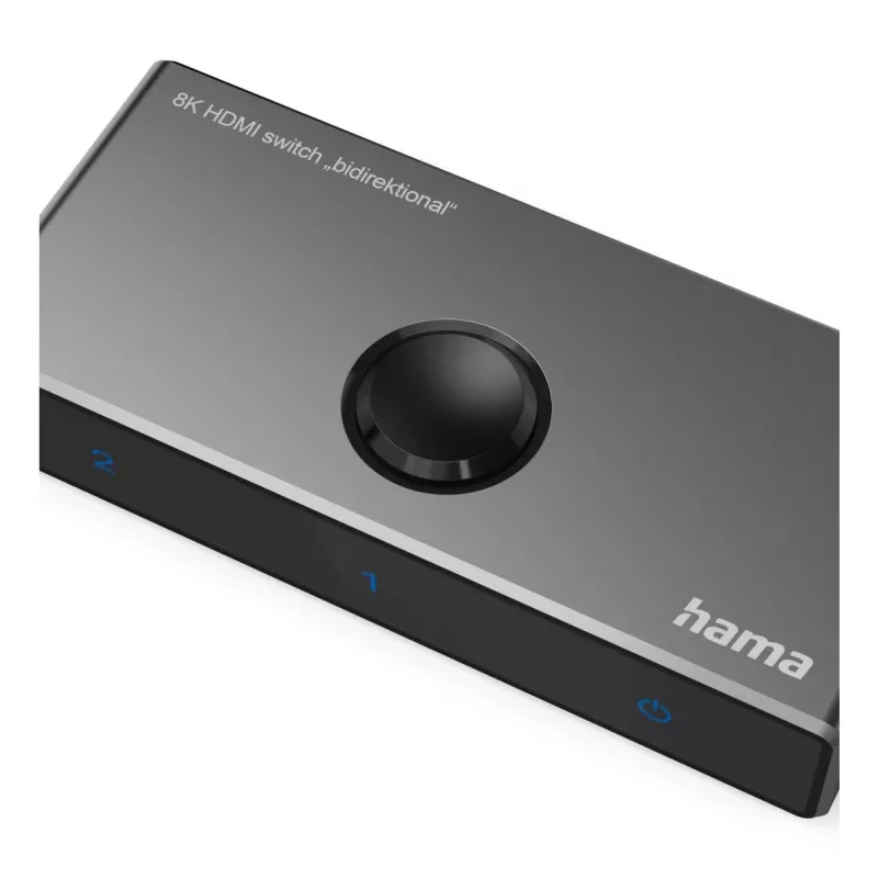 HAMA 8K HDMI divvirzienu slēdzis — 1 ieeja 2 izejas / 2 ieejas 1 izeja, modelis 00205324