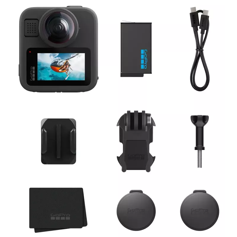Action kamera GoPro MAX 2 – 29,5 MP, 8K Ultra HD video 100 fps, GPS, Wi‑Fi, iebūvēts LCD