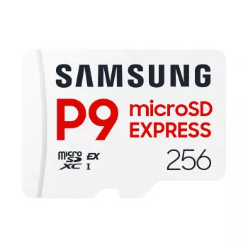 microSDXC atmiņas karte Samsung P9 Express 256 GB — UHS-I, lasīšana 800 MB/s, V30, U1, izturīga
