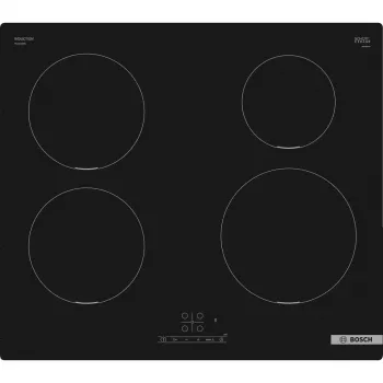 Indukcijas plīts virsma Bosch Serie 4 PUE611BB5D, 4 zonas, bezrāmja, melna, 59.2×51 mm, stikla keramika, skārienjutīga vadība