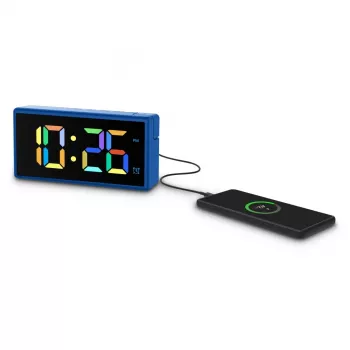 Digitālais modinātājpulkstenis Hama Ibiza Blue LCD, baterija/USB, 150x34x73mm