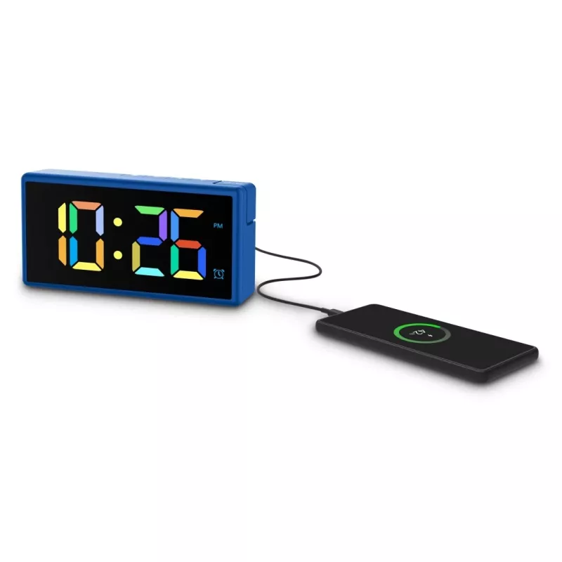 Digitālais modinātājpulkstenis Hama Ibiza Blue LCD, baterija/USB, 150x34x73mm