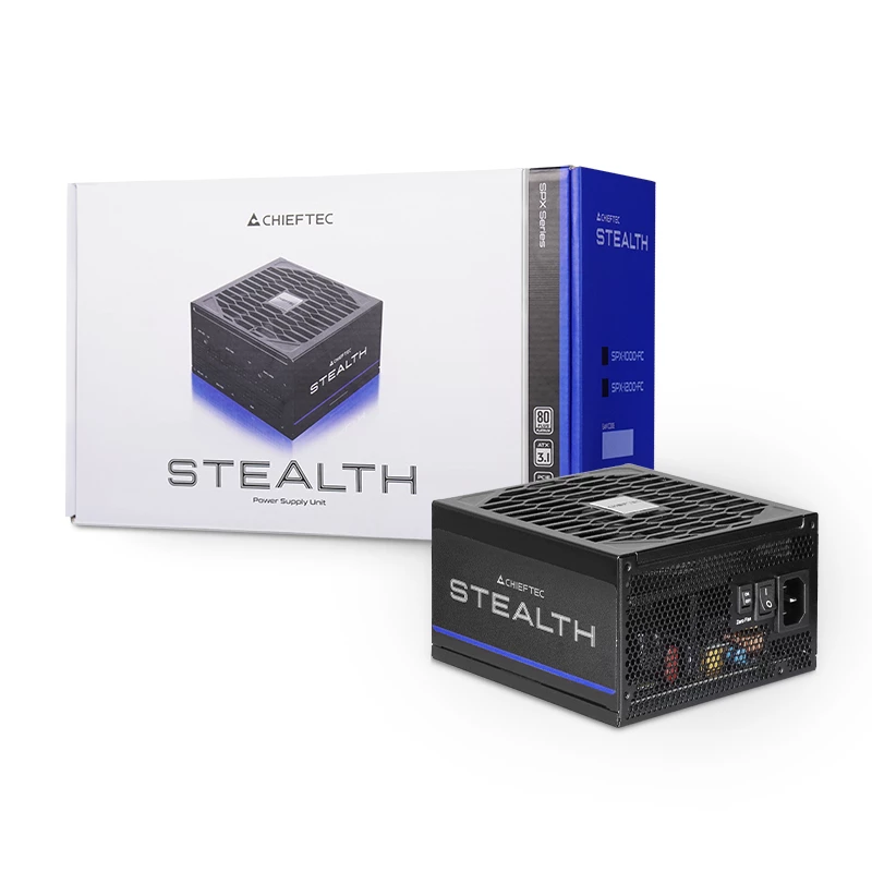 Barošanas bloks CHIEFTEC Stealth Vega M SPX-1000-FC 1000W 24-pin ATX 80 PLUS Platinum, 135 mm ventilators, Melns