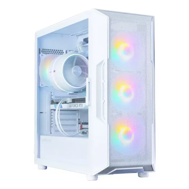 Zalman i3 NEO V2 Mid Tower korpuss ar 4 RGB ventilatoriem (120 mm), balts