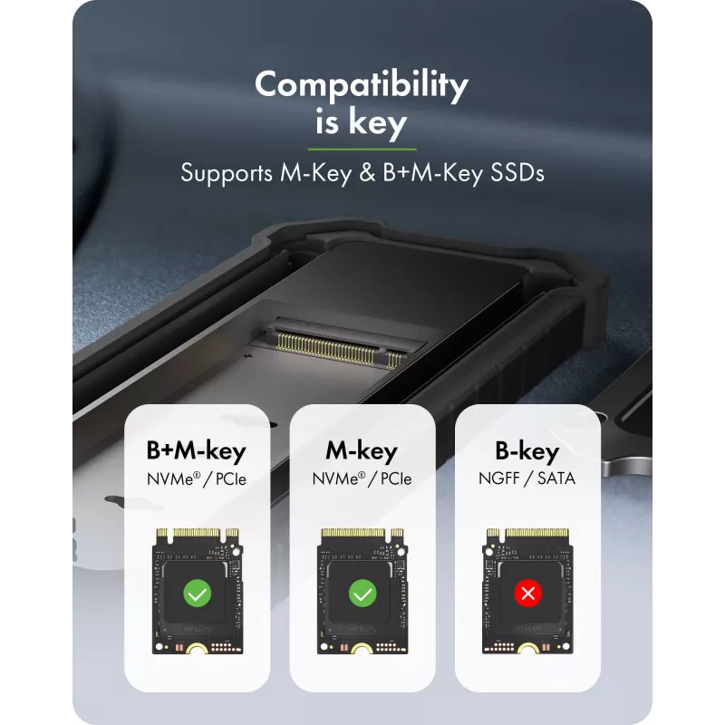 Icy Box IB-1827MCP-C31 ārējais M.2 NVMe/SATA disku ietvars, USB 3.2 Gen 2, 10 Gbps