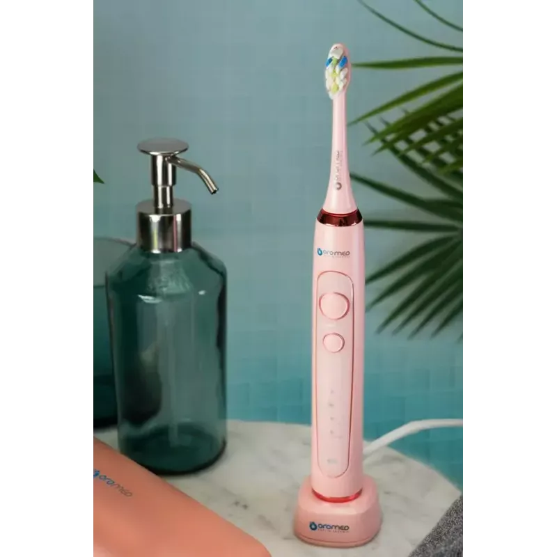 Sonic zobu birste ORO-MED Oro-Sonic Next Pink — 4 režīmi, 40 000 kustību/min, IPX7, 2 uzgaļi