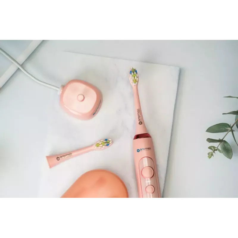 Sonic zobu birste ORO-MED Oro-Sonic Next Pink — 4 režīmi, 40 000 kustību/min, IPX7, 2 uzgaļi
