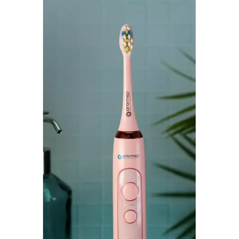 Sonic zobu birste ORO-MED Oro-Sonic Next Pink — 4 režīmi, 40 000 kustību/min, IPX7, 2 uzgaļi